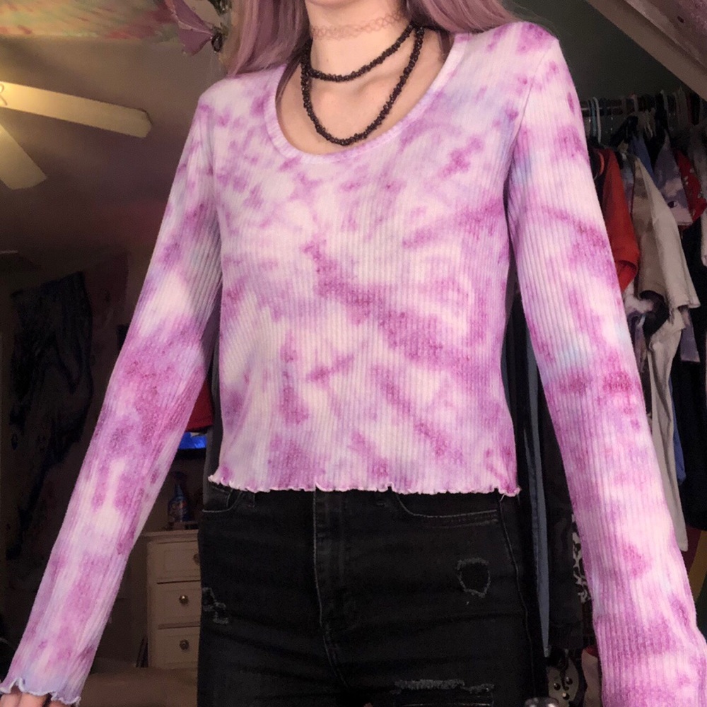 Purple Tie-Dye Long Sleeved Shirt